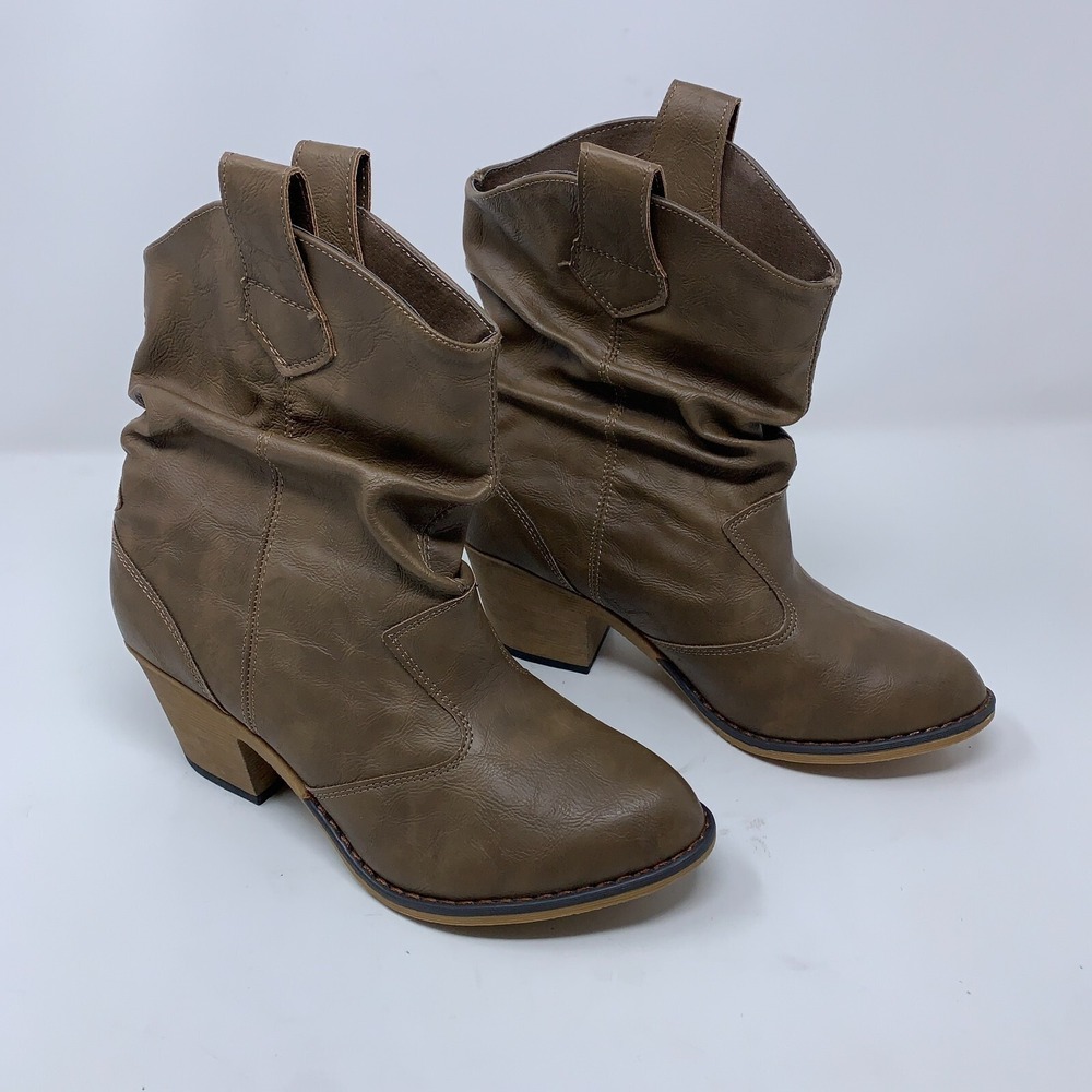 Charles Albert Womens Shoe Size 6 Brown Faux Leather Slouchy Western Boots New